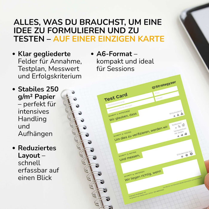 Strategyzer Business Model Test Card – Frame & Validate Business Ideas