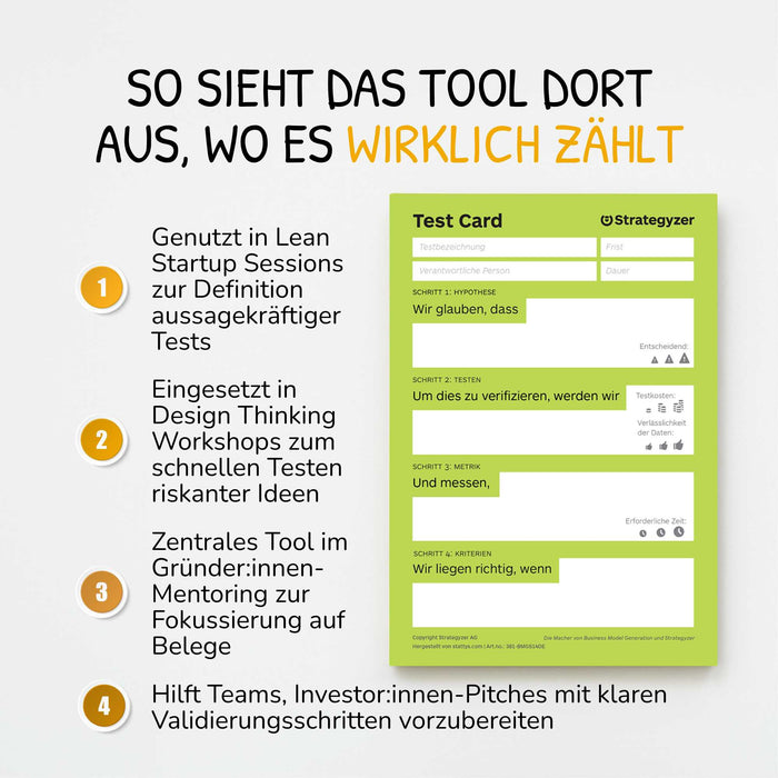 Strategyzer Business Model Test Card – Frame & Validate Business Ideas