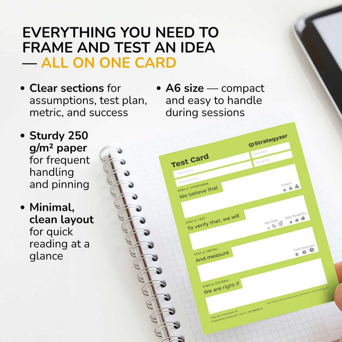 Strategyzer Business Model Test Card – Frame & Validate Business Ideas