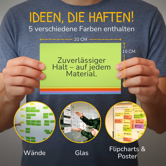 Stattys Notes M (20 × 10 cm) – Elektrostatische Notizzettel für große Ideen & Pläne