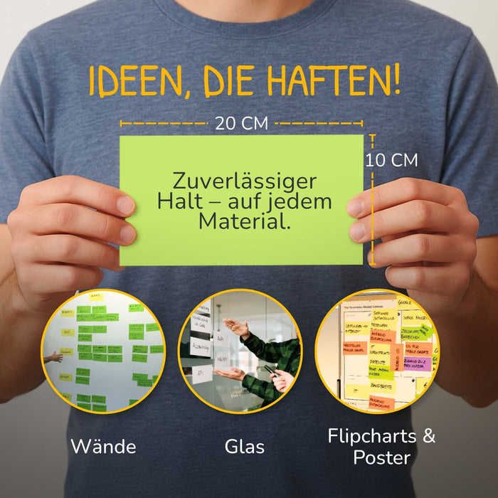 Stattys Notes M (20 × 10 cm) – Elektrostatische Notizzettel für große Ideen & Pläne