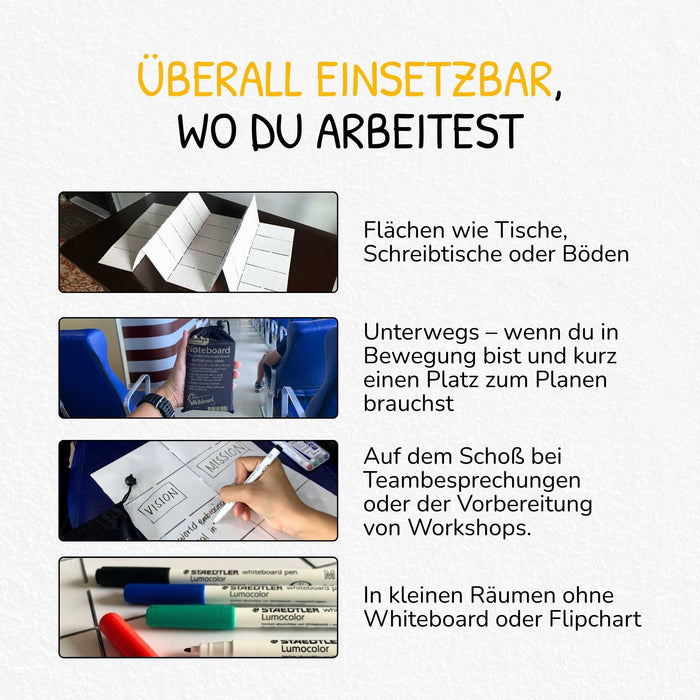 Stattys Noteboard – Foldable Whiteboard with 4 Markers