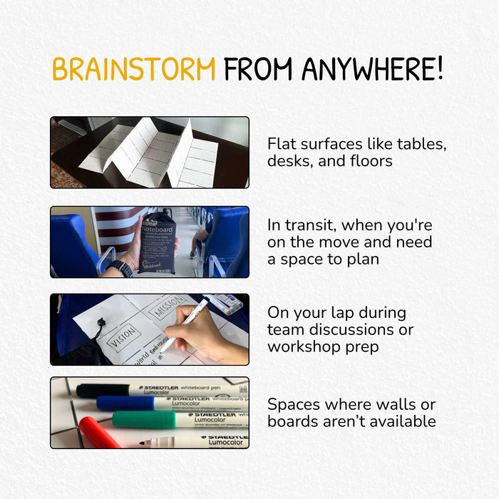 Stattys Noteboard – Foldable Whiteboard with 4 Markers