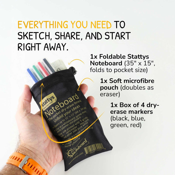 Stattys Noteboard – Foldable Whiteboard with 4 Markers