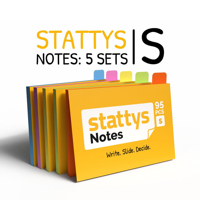 Stattys Notes S - 5 Sets elektrostatischer Haftnotizen