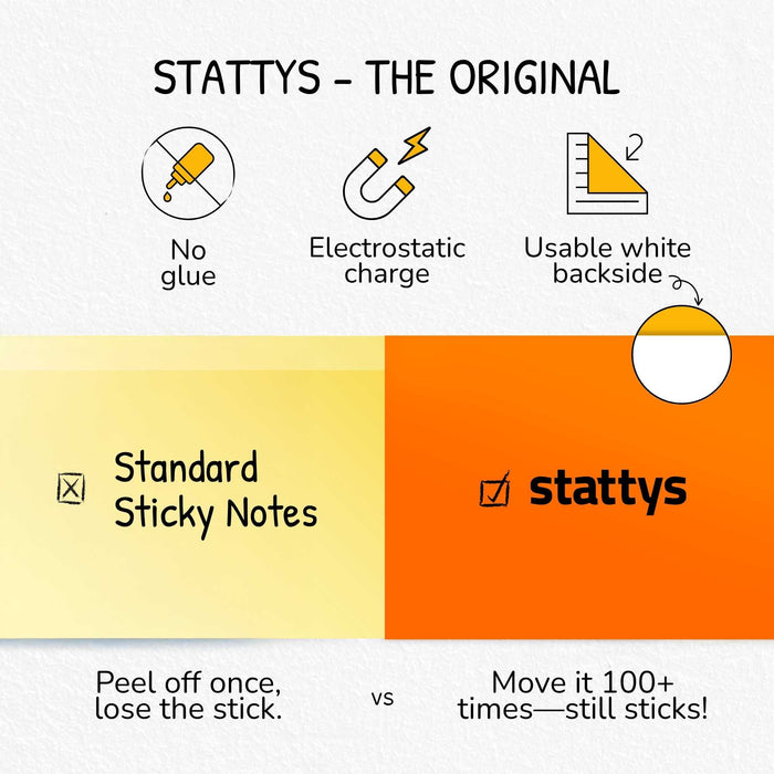 Stattys Notes S (10 x 7 cm) – Electrostatic Notes for Planning & Sorting