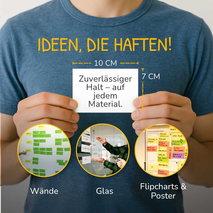 Stattys Notes S (10 x 7 cm) – Elektrostatische Notizzettel für Planung & Struktur