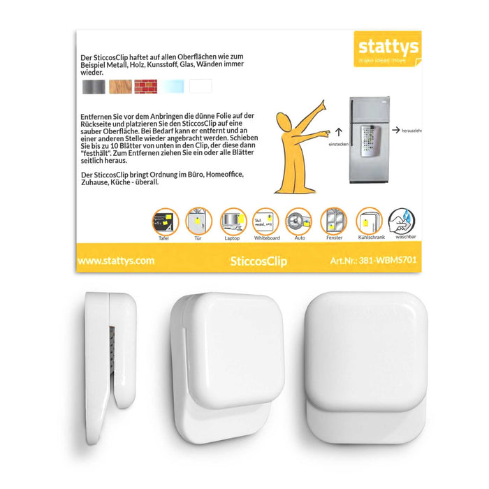 SticcosClip (4.4 x 3.5 cm) – Reusable Clip for Paper & Notes