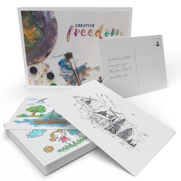 Postcards Pack "Creative Freedom" - 50 Blank Cards for Open Expression