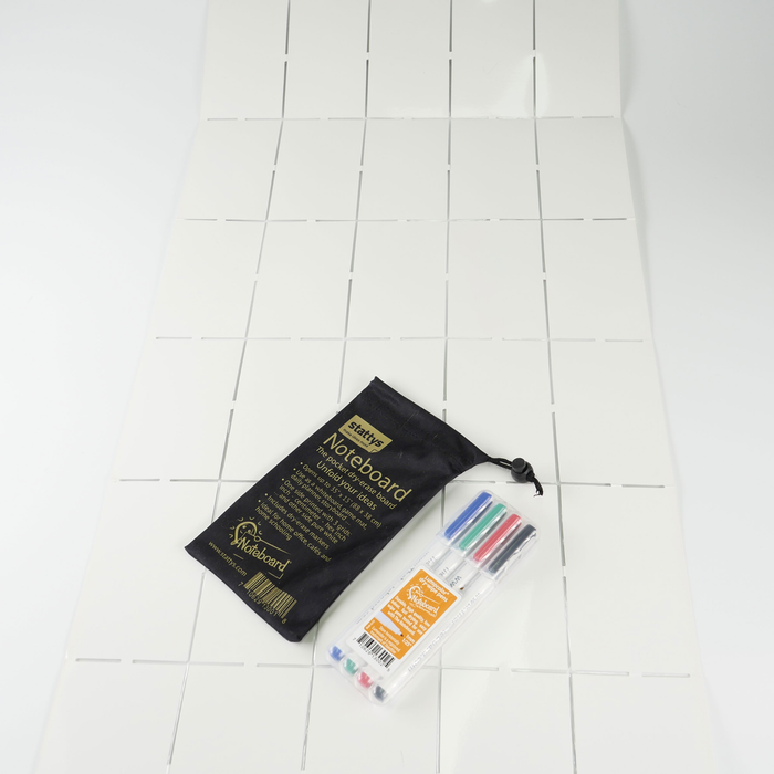 Stattys Noteboard – Foldable Pocket-Size Dry-Erase Whiteboard with 4 markers