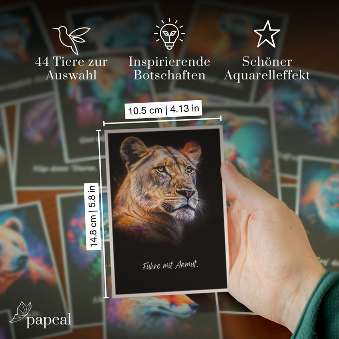 "Spirit Animals" Postcard Set - 44 Illustrated animal cards for conversation starter