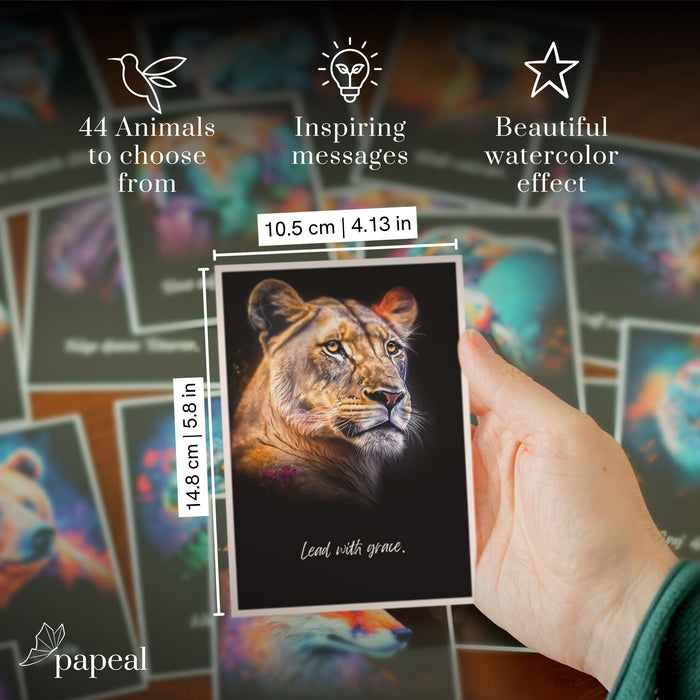 "Spirit Animals" Postcard Set - 44 Illustrated animal cards for conversation starter