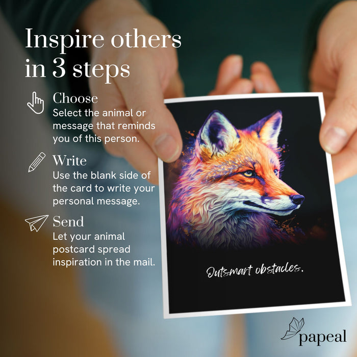 "Spirit Animals" Postcard Set - 44 Illustrated animal cards for conversation starter