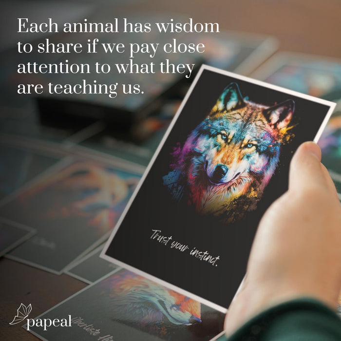 "Spirit Animals" Postcard Set - 44 Illustrated animal cards for conversation starter