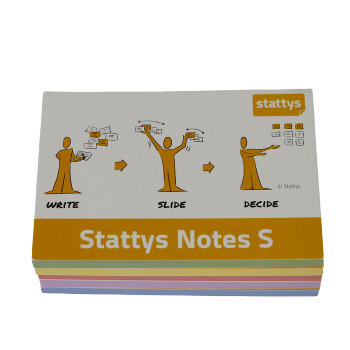 Stattys Notes S, pack of 5 colors, electrostatic self-adhesive moderation cards, self-adhesive notepaper, sticky magnetic notes, moderation card, stattys, sticky notes, stattys notes, statty, static notes, notepad, pad for drawing
